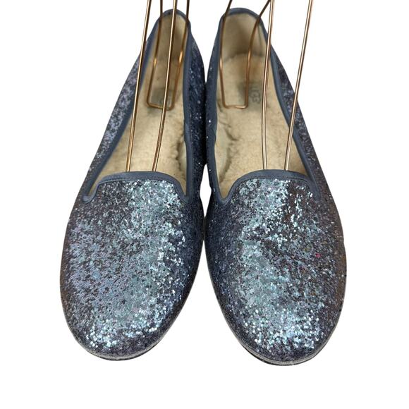 Ugg Alloway Ice Blue Glitter Sherpa Wool Lined Slip On Flats Shoes Womens sz 12 - Picture 6 of 16